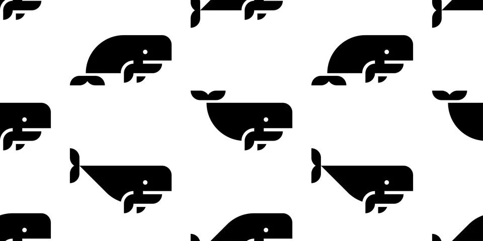 Seamless pattern with Sperm Whale Stock Illustration