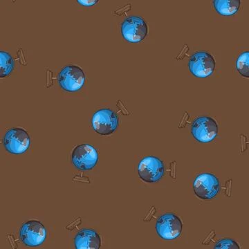Seamless pattern sphere globe cartoon vector sign color 库存插图