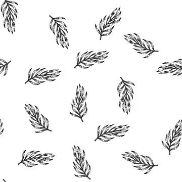 Seamless pattern spice tarragon sketch hand drawn Stock Illustration