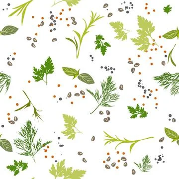 Seamless pattern Spices, herbs and seasonings Stock Illustration