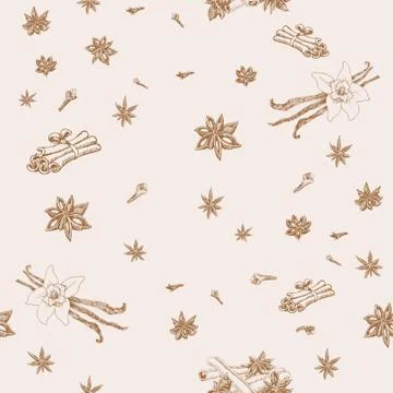 Seamless pattern with spices. Stock Illustration