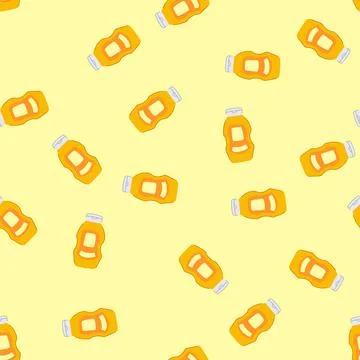 Seamless pattern spicy mustard bottle cartoon vector Stock Illustration