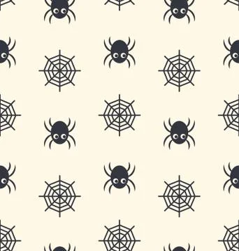 Seamless Pattern Spider and Spider Web Stock Illustration