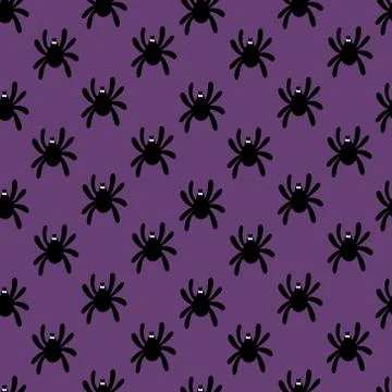 Seamless pattern of spider on a purple background Stock Illustration