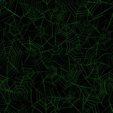 Seamless pattern with spider web. Halloween decoration with green cobweb Stockillustratie