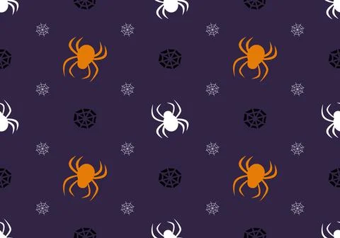 Seamless pattern with spiders and web 스톡 일러스트