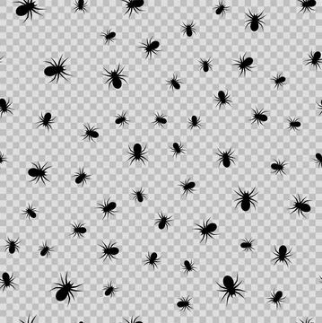 Seamless pattern with spiders for decoration and covering on the transparent  Stock Illustration