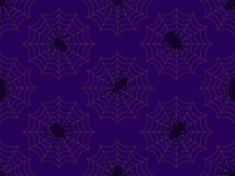 Seamless pattern with spiders on the web. Festive background with spiders for Illustrazione stock