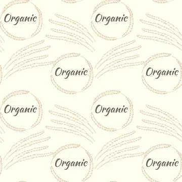 Seamless pattern with spikelets in a circle. Spikelets of cereals, a solid Stock Illustration
