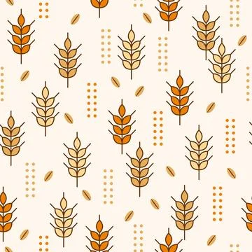 Seamless pattern with spikelets, grains Stock Illustration