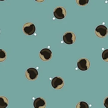 Seamless pattern spillproof coffee cup top cartoon vector Stock Illustration