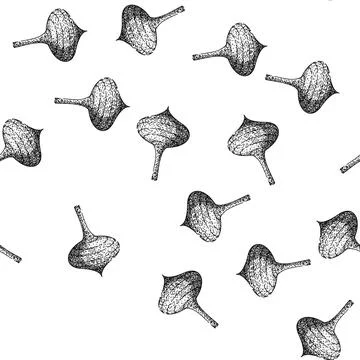 Seamless pattern spin spinning top sketch hand drawn Stock Illustration