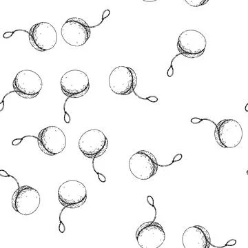 Seamless pattern spin yo yo sketch hand drawn Stock Illustration