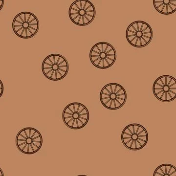 Seamless pattern spinning wheel ancient cartoon vector Illustrazione stock