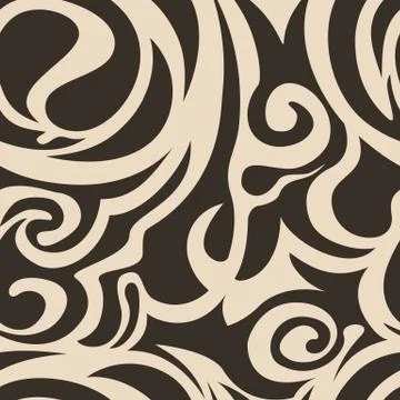 Seamless pattern of spirals and curls brown, wave, floral Illustration