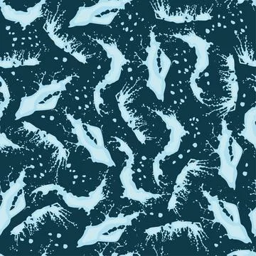 Seamless pattern with splashes and splashes of water on a dark blue backgroun イラスト素材