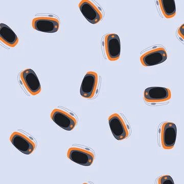 Seamless pattern spo2 oxygen fingertip monitor cartoon vector Stock Illustration