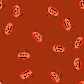 Seamless pattern spooky halloween bucket cartoon vector Illustrazione stock