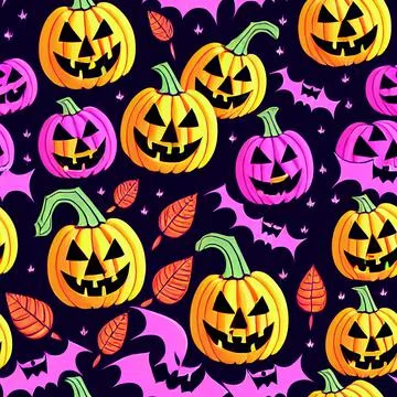 Seamless pattern spooky pumpkin halloween Stock Illustration