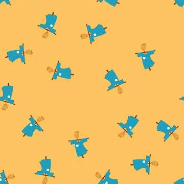 Seamless pattern spooky scarecrow cartoon vector Illustrazione stock