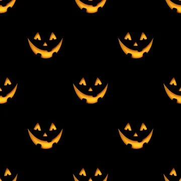 Seamless Pattern with Spooky Smile Stock Illustration