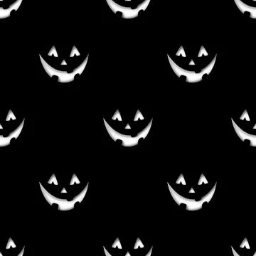 Seamless Pattern with Spooky Smile Stock Illustration