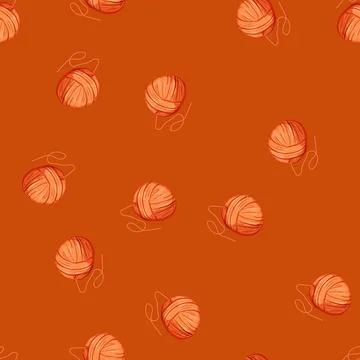 Seamless pattern spool ball yarn cartoon vector Stock Illustration