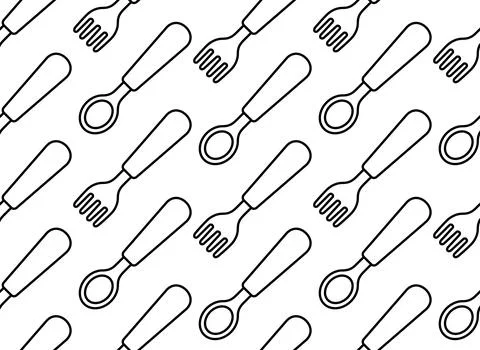 Seamless pattern with spoon and fork Stock Illustration