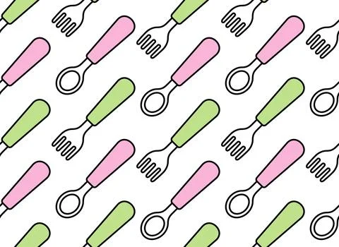 Seamless pattern with spoon and fork Stock Illustration