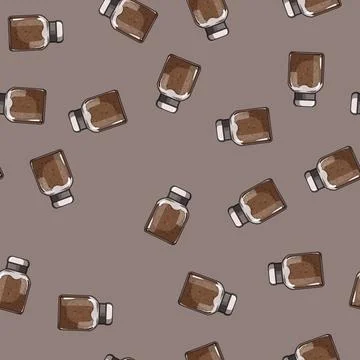 Seamless pattern spoon coffee soluble cartoon vector Stock Illustration