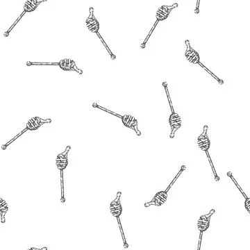 Seamless pattern spoon honey sketch hand drawn Stock Illustration