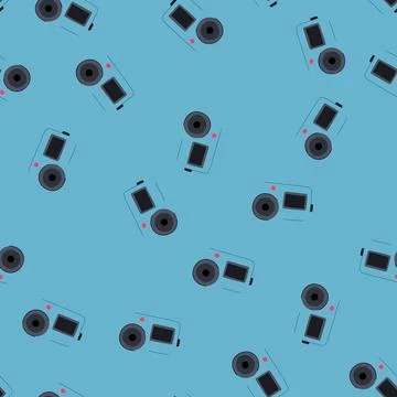 Seamless pattern sport action camera cartoon vector Stock Illustration