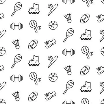 Seamless pattern with sport equipment Stock Illustration