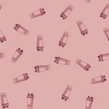 Seamless pattern sport protein shaker cartoon vector Stock Illustration
