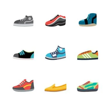 Seamless pattern with sport shoes flat cartoon vector illustration on white. Stock Illustration