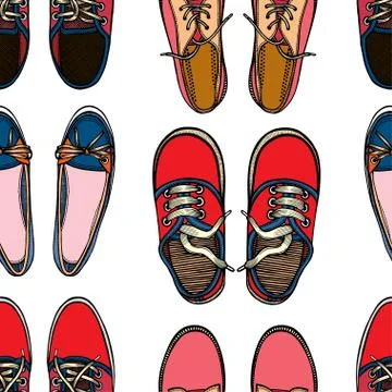 Seamless pattern with Sport shoes Stock Illustration