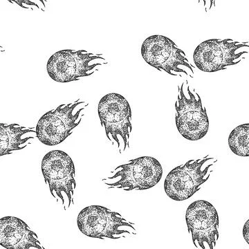 Seamless pattern sport soccer ball sketch hand drawn Stock Illustration