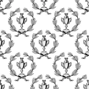 Seamless pattern with sport trophy cups Stock Illustration