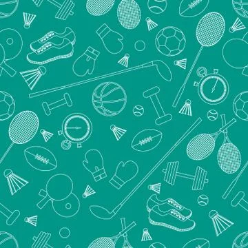 Seamless pattern on the sports theme. Vector illustration sports and fitness  Stock Illustration