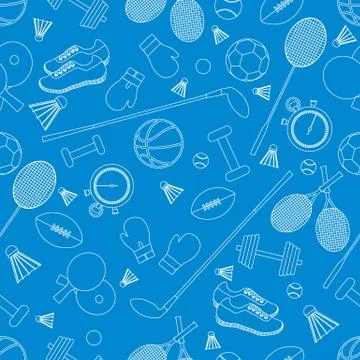 Seamless pattern on the sports theme. Vector illustration sports and fitness  Stock Illustration