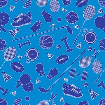 Seamless pattern on the sports theme. Vector illustration sports and fitness  스톡 일러스트