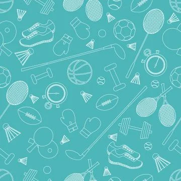 Seamless pattern on the sports theme. Vector illustration sports and fitness  Stock Illustration