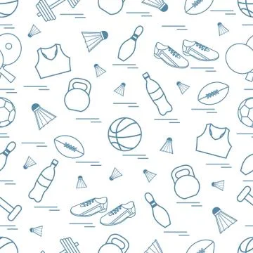 Seamless pattern on the sports theme. Vector illustration sports and fitness  Stock Illustration