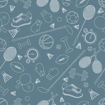 Seamless pattern on the sports theme. Vector illustration sports and fitness  Stock Illustration