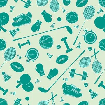 Seamless pattern on the sports theme. Vector illustration sports and fitness  Stock Illustration