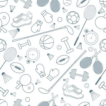 Seamless pattern on the sports theme. Vector illustration sports and fitness  Stock Illustration
