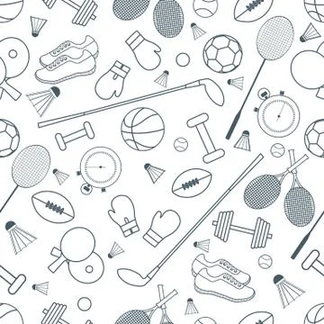 Seamless pattern on the sports theme. Vector illustration sports and fitness  Stock Illustration