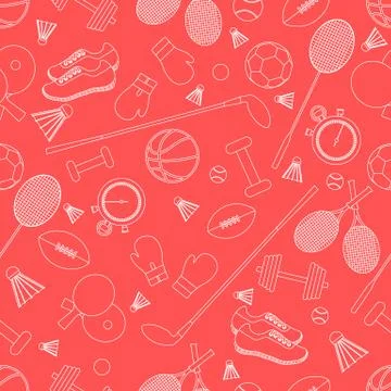 Seamless pattern on the sports theme. Vector illustration sports and fitness  Stock Illustration