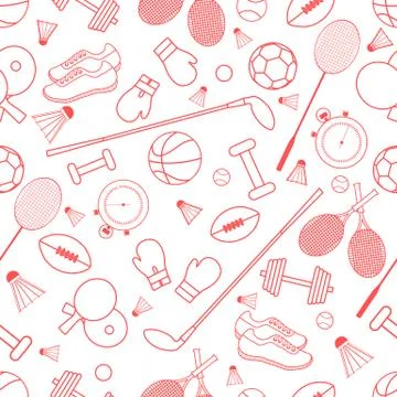 Seamless pattern on the sports theme. Vector illustration sports and fitness  Illustrazione stock