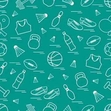 Seamless pattern on the sports theme. Vector illustration sports and fitness  Stock Illustration